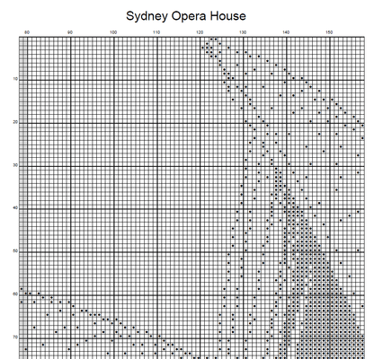 Stitching Jules Design Cross Stitch Pattern Sydney Opera House Monochrome Counted Cross-Stitch Pattern (Digital Download)
