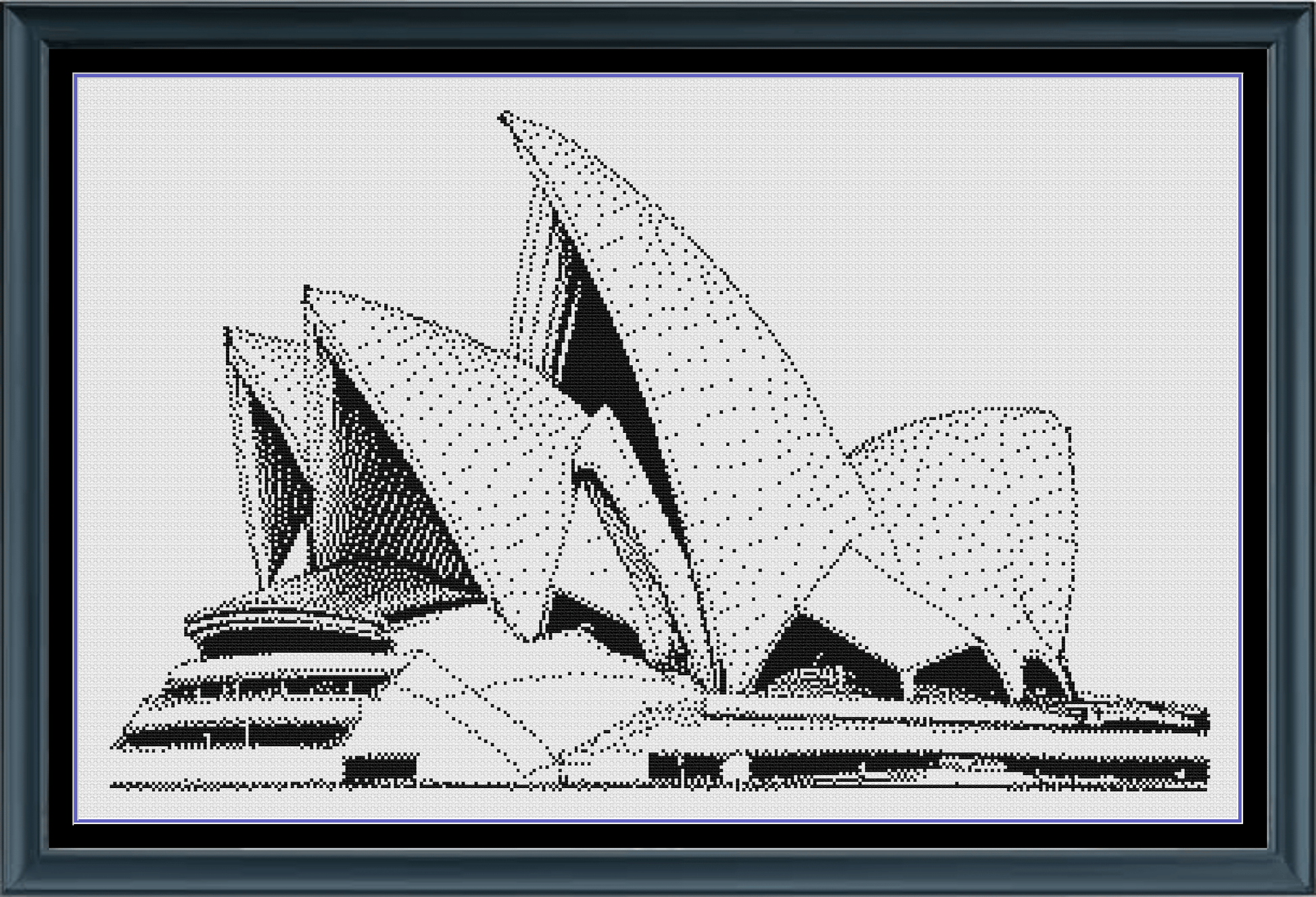 Stitching Jules Design Cross Stitch Pattern Sydney Opera House Monochrome Counted Cross-Stitch Pattern (Digital Download)