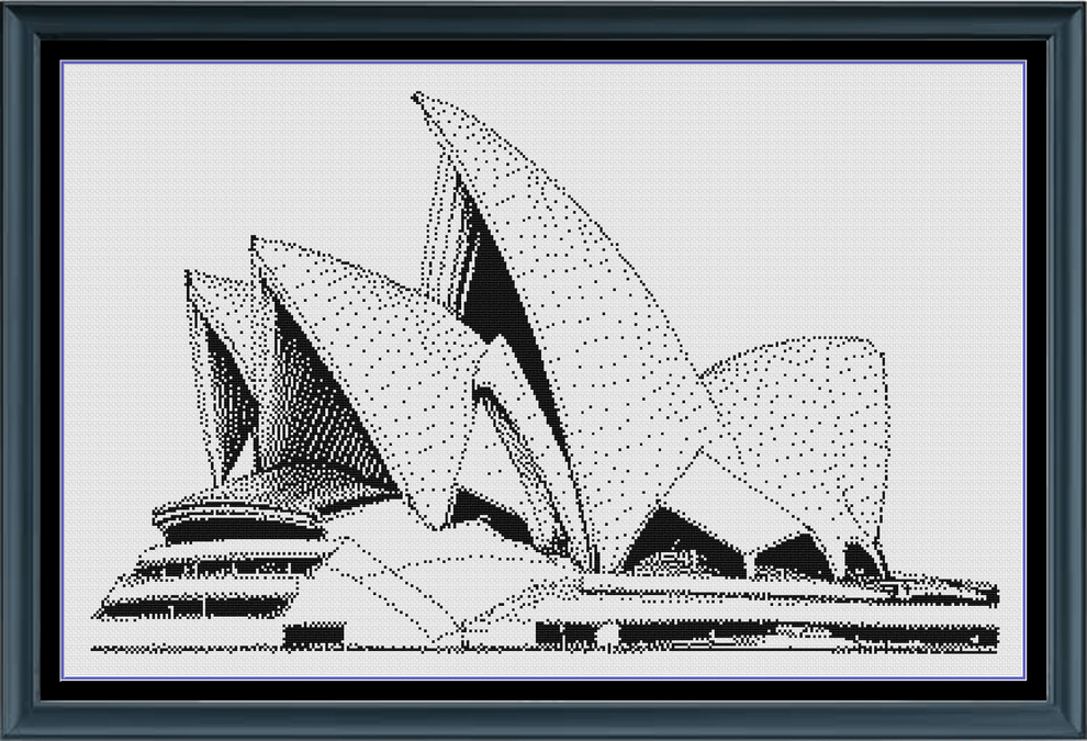 Sydney Opera House Monochrome Counted Cross-Stitch Pattern (Digital Do ...