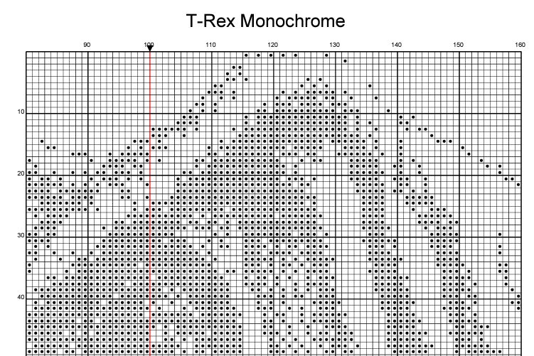 Stitching Jules Design Cross Stitch Pattern T-Rex Monochrome