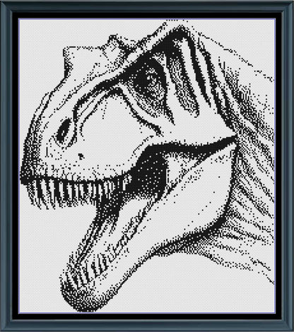 Stitching Jules Design Cross Stitch Pattern T-Rex Monochrome