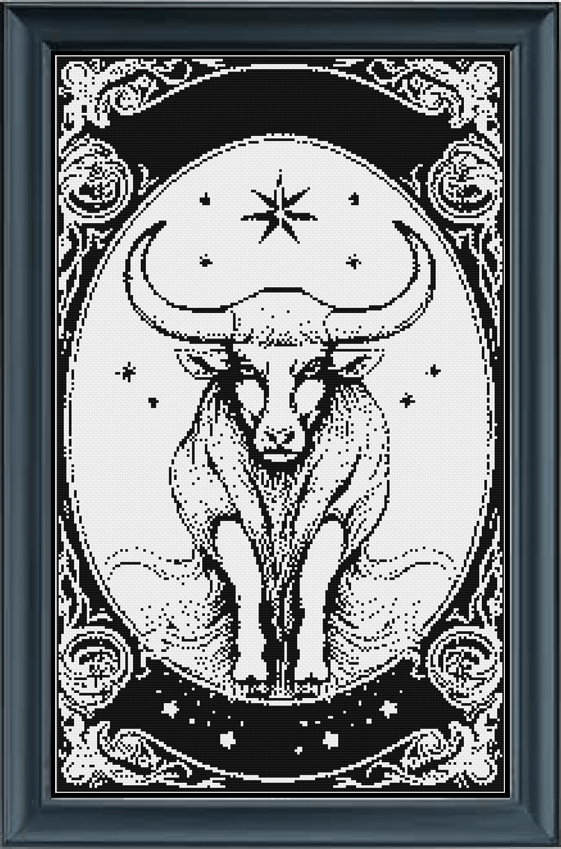 Stitching Jules Design Cross Stitch Pattern Taurus Tarot Card Counted Cross Stitch Pattern | Astrology Zodiac | Monochrome | Instant Download PDF