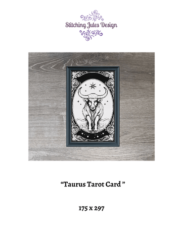 Stitching Jules Design Cross Stitch Pattern Taurus Tarot Card Counted Cross Stitch Pattern | Astrology Zodiac | Monochrome | Instant Download PDF
