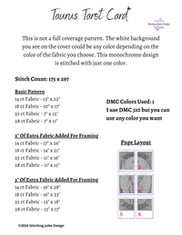 Thumbnail for Stitching Jules Design Cross Stitch Pattern Taurus Tarot Card Counted Cross Stitch Pattern | Astrology Zodiac | Monochrome | Instant Download PDF
