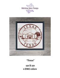 Thumbnail for Stitching Jules Design Cross Stitch Pattern Texas Alamo US State Counted Cross Stitch Pattern | Instant Download PDF