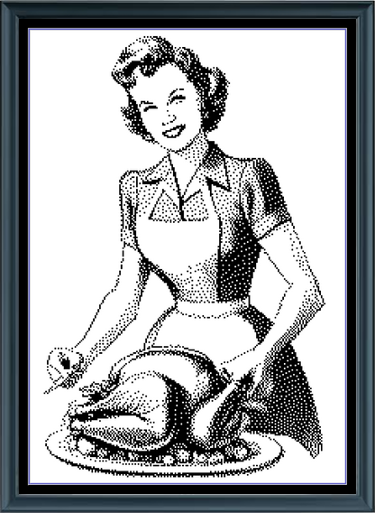 Stitching Jules Design Cross Stitch Pattern Thanksgiving Turkey Vintage Mom Housewife Monochrome Counted Cross Stitch Pattern Digital Download