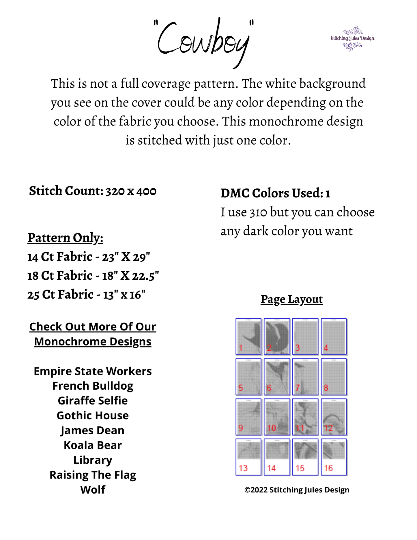 Stitching Jules Design Cross Stitch Pattern The Cowboy Cross Stitch Pattern Digital Download