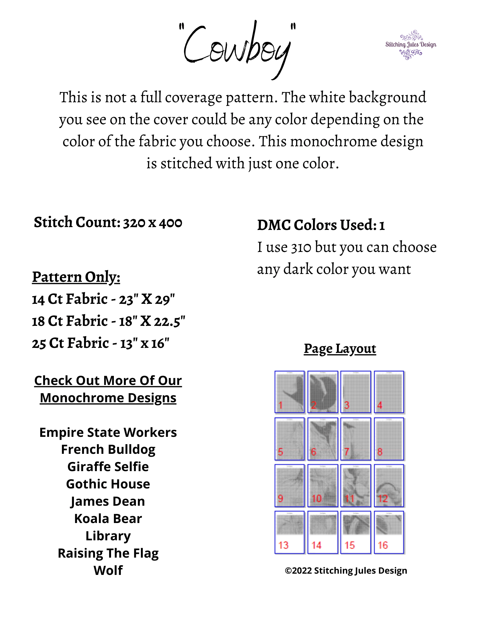 Stitching Jules Design Cross Stitch Pattern The Cowboy Cross Stitch Pattern Digital Download
