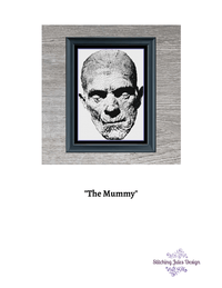 Thumbnail for Stitching Jules Design Cross Stitch Pattern The Mummy Classic Horror Movie Monochrome Cross Stitch Pattern Instant PDF Download