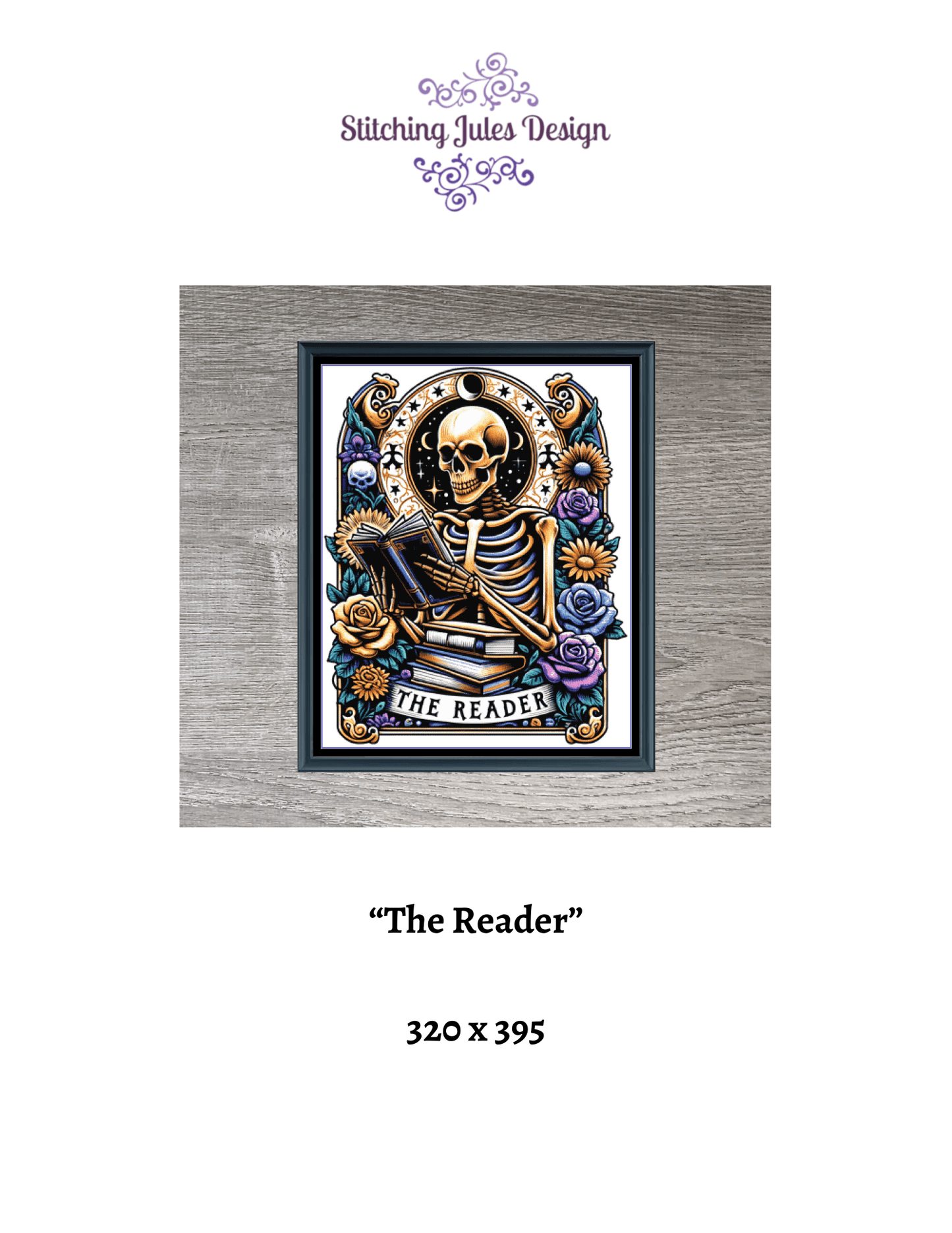 Stitching Jules Design Cross Stitch Pattern The Reader Tarot Card Large Counted Cross Stitch Pattern Digital Download