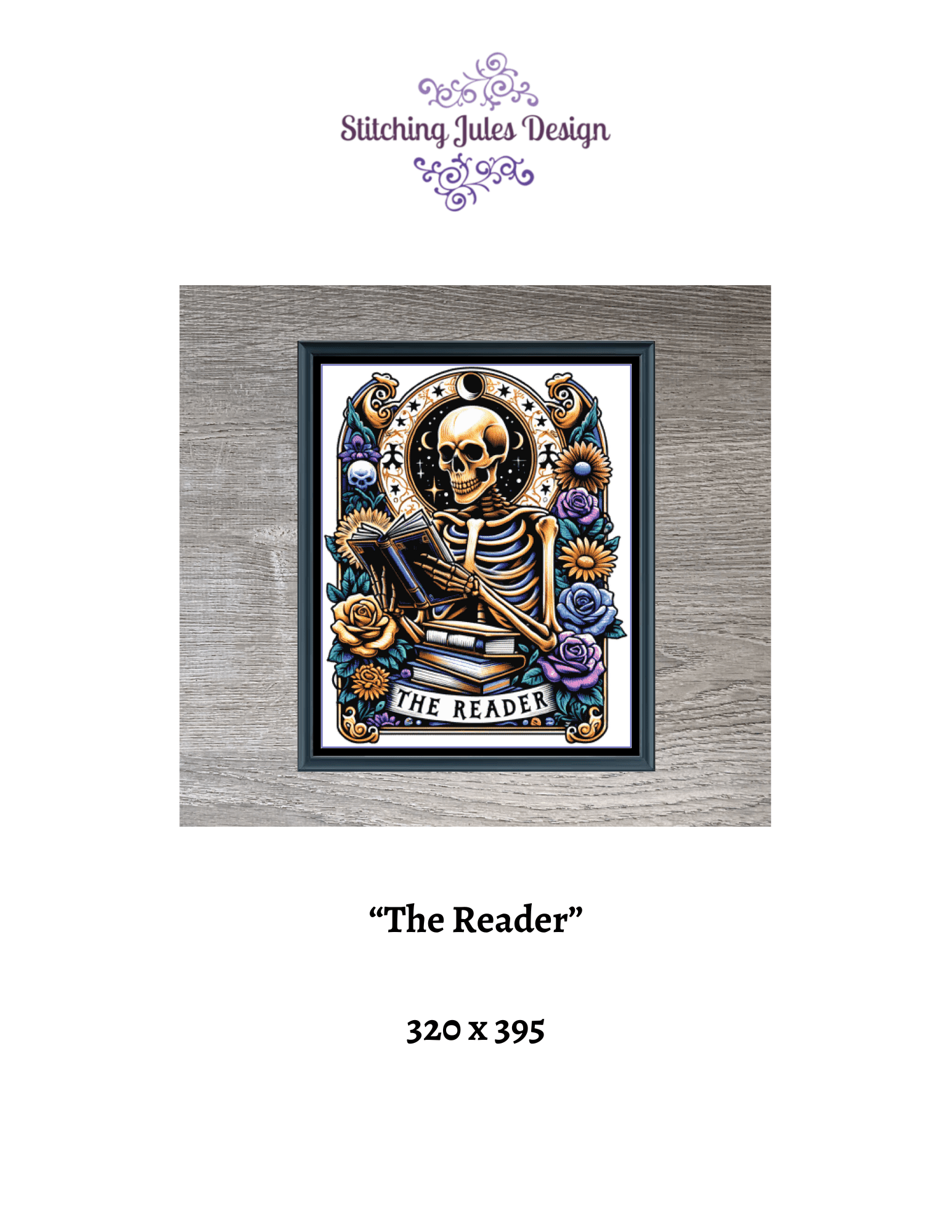 Stitching Jules Design Cross Stitch Pattern The Reader Tarot Card Large Counted Cross Stitch Pattern Digital Download