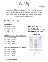 Thumbnail for Stitching Jules Design Cross Stitch Pattern The Stag Monochrome