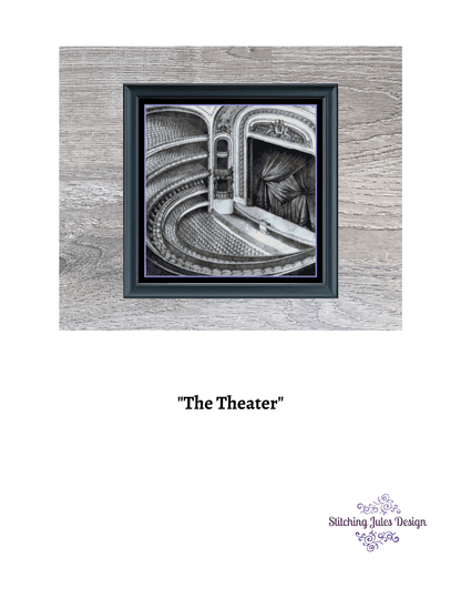 Stitching Jules Design Cross Stitch Pattern Theater Cross Stitch Pattern | Greyscale Cross Stitch Pattern | Digital PDF Download And Physical Pattern Options