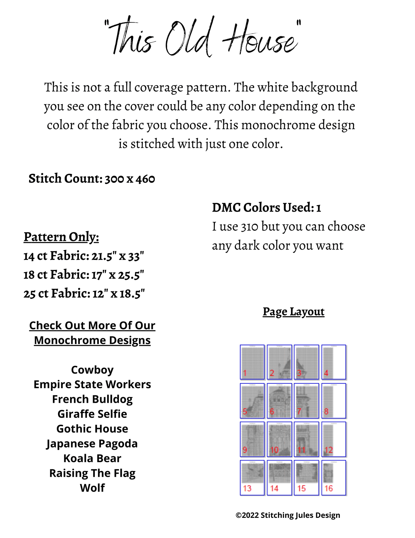Stitching Jules Design Cross Stitch Pattern This Old House Monochrome Cross Stitch Pattern