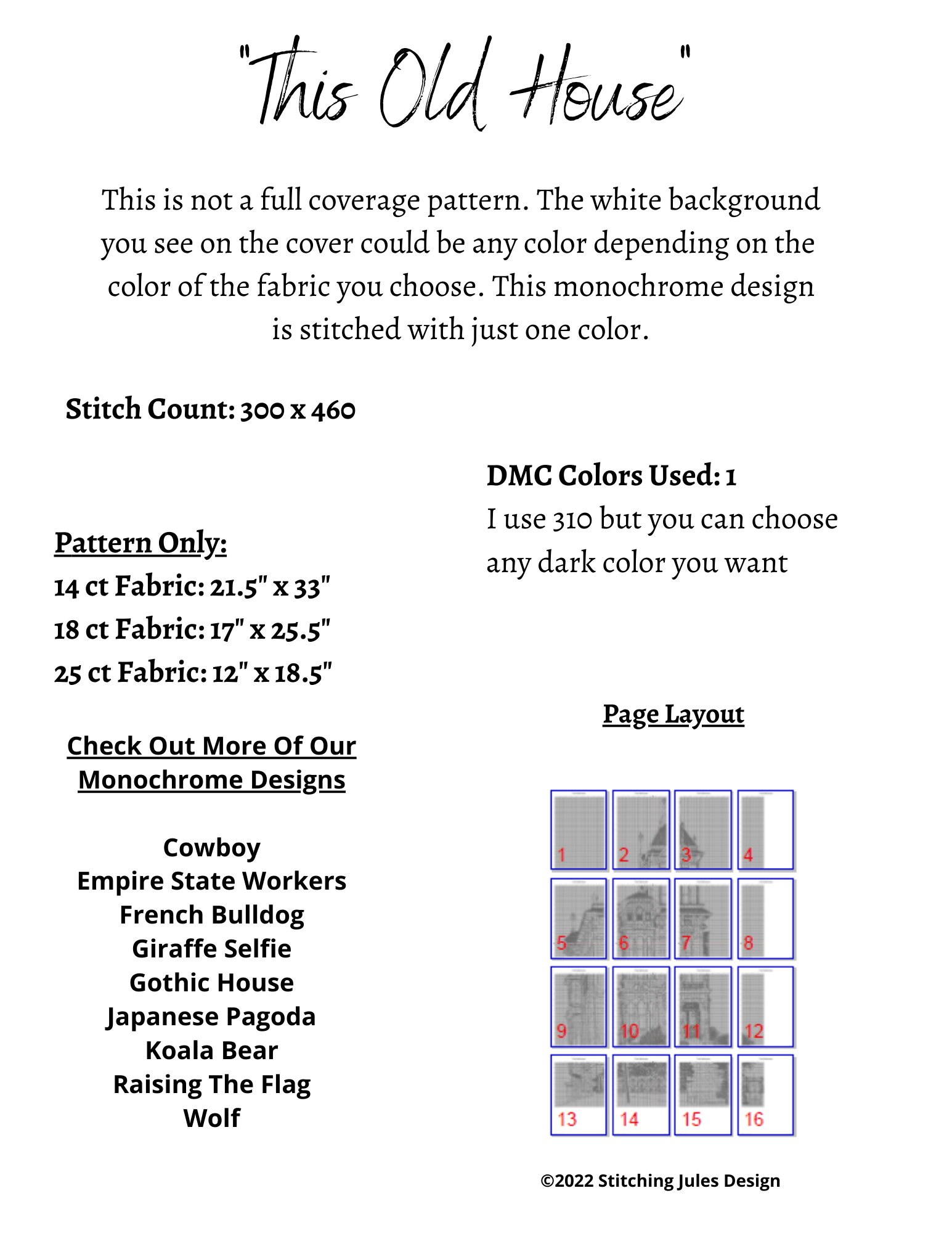 Stitching Jules Design Cross Stitch Pattern This Old House Monochrome Cross Stitch Pattern