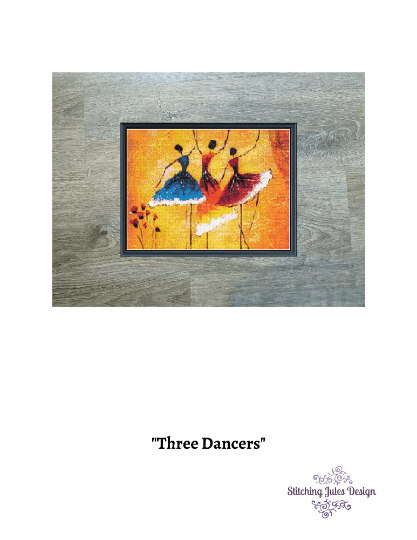 Stitching Jules Design Cross Stitch Pattern Three Dancers Painting Dance Dancing Illustration Colorful Modern Counted Cross Stitch Pattern PDF Instant Download Ready For Pattern Keeper