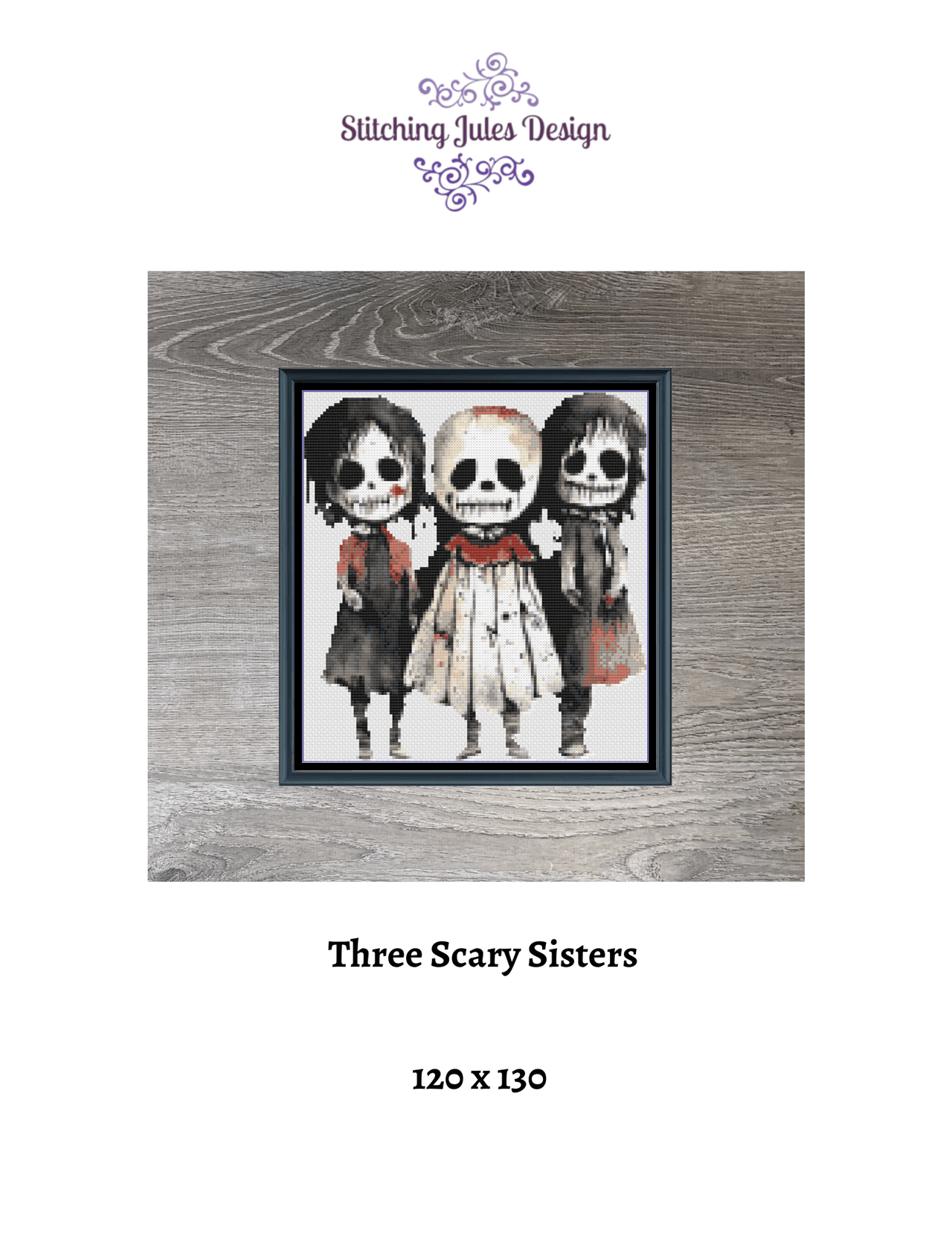 Stitching Jules Design Cross Stitch Pattern Three Scary Sisters