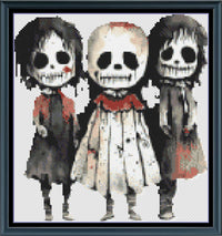 Thumbnail for Stitching Jules Design Cross Stitch Pattern Three Scary Sisters Gothic Horror Halloween Counted Cross-Stitch Pattern | Instant Download PDF