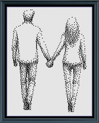 Thumbnail for Stitching Jules Design Cross Stitch Pattern Together Mini Monochrome