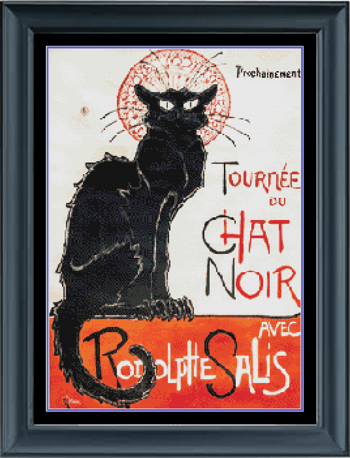 Stitching Jules Design Cross Stitch Pattern Tournee Du Chat Noir French Cat Cross Stitch Embroidery Needlepoint Pattern PDF Download - Ready For Pattern Keeper