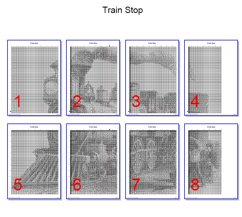 Stitching Jules Design Cross Stitch Pattern Train Stop Railroad Monochrome Cross Stitch Needlepoint Embroidery Pattern PDF Instant Download