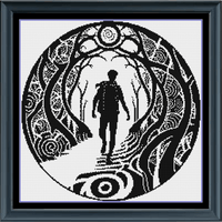 Thumbnail for Stitching Jules Design Cross Stitch Pattern Traveler Hiker Lost Counted Cross Stitch Pattern | Monochrome | Instant Download PDF