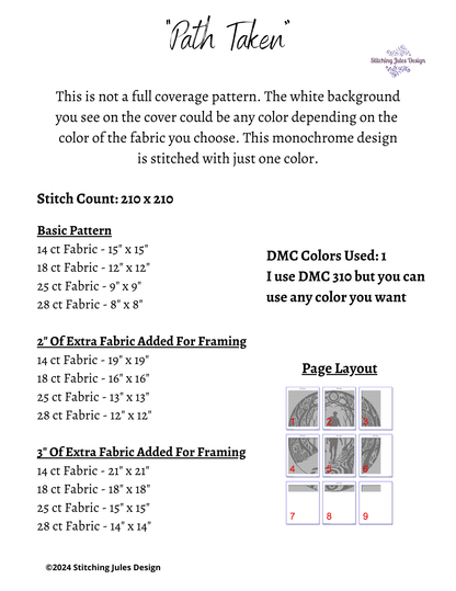 Stitching Jules Design Cross Stitch Pattern Traveler Hiker Lost Counted Cross Stitch Pattern | Monochrome | Instant Download PDF