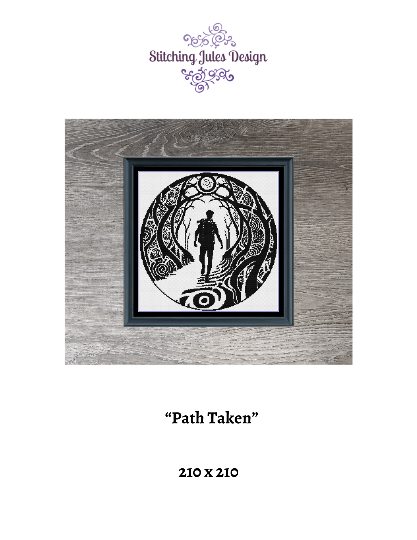 Stitching Jules Design Cross Stitch Pattern Traveler Hiker Lost Counted Cross Stitch Pattern | Monochrome | Instant Download PDF