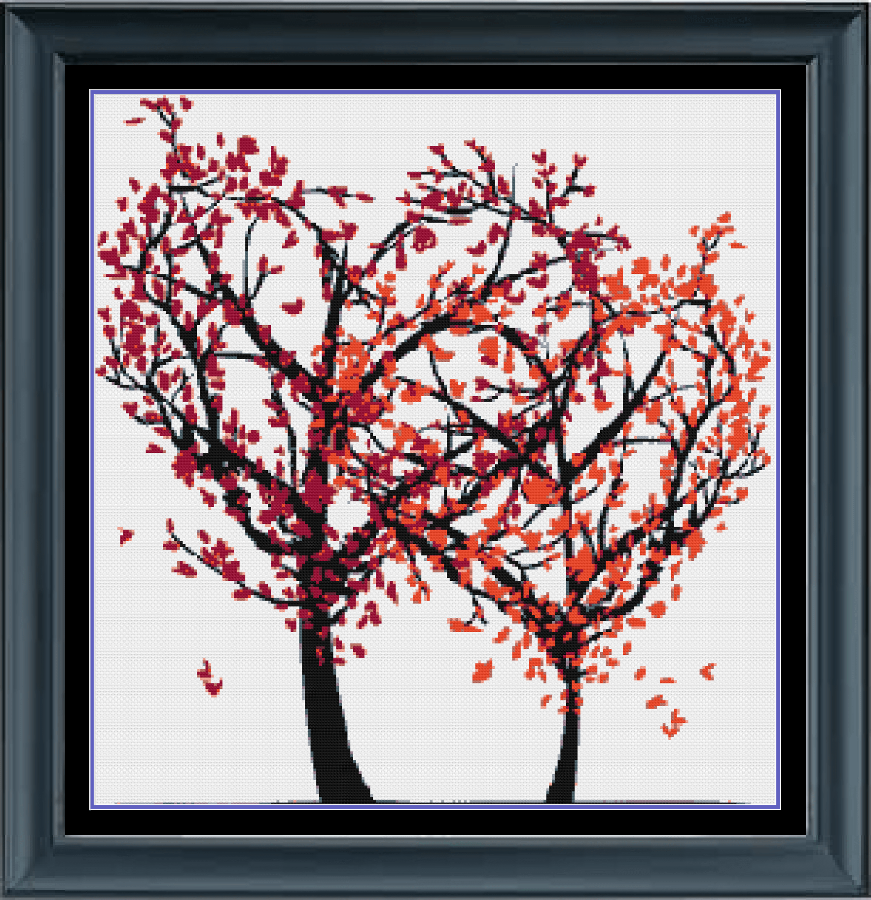 Stitching Jules Design Cross Stitch Pattern Trees Love Heart Romantic Cross Stitch Embroidery Needlepoint Pattern PDF Download - Ready For Pattern Keeper