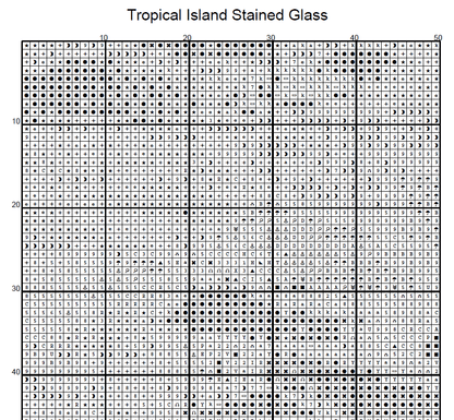 Stitching Jules Design Cross Stitch Pattern Tropical Island Stained Glass Style Full Coverage Counted Cross Stitch Pattern Digital Download