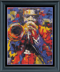 Thumbnail for Stitching Jules Design Cross Stitch Pattern Trumpet Player Jazz Musician Art Cross Stitch Embroidery Needlepoint Pattern PDF Download - Ready For Pattern Keeper