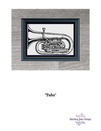 Thumbnail for Stitching Jules Design Cross Stitch Pattern Tuba Cross Stitch Pattern | Musical Instrument Cross Stitch Pattern | Blackwork | Instant PDF Download And Physical Pattern Options