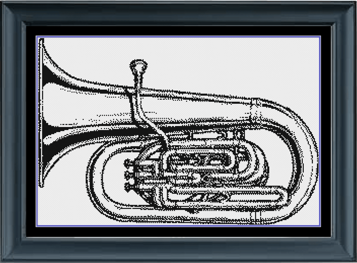 Stitching Jules Design Cross Stitch Pattern Instant PDF Download - $10 Tuba Cross Stitch Pattern | Musical Instrument Cross Stitch Pattern | Blackwork | Instant PDF Download And Physical Pattern Options