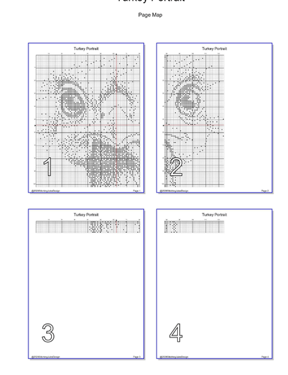 Stitching Jules Design Cross Stitch Pattern Turkey Farm Animal Mini Monochrome Counted Cross-Stitch Pattern (Digital Download)