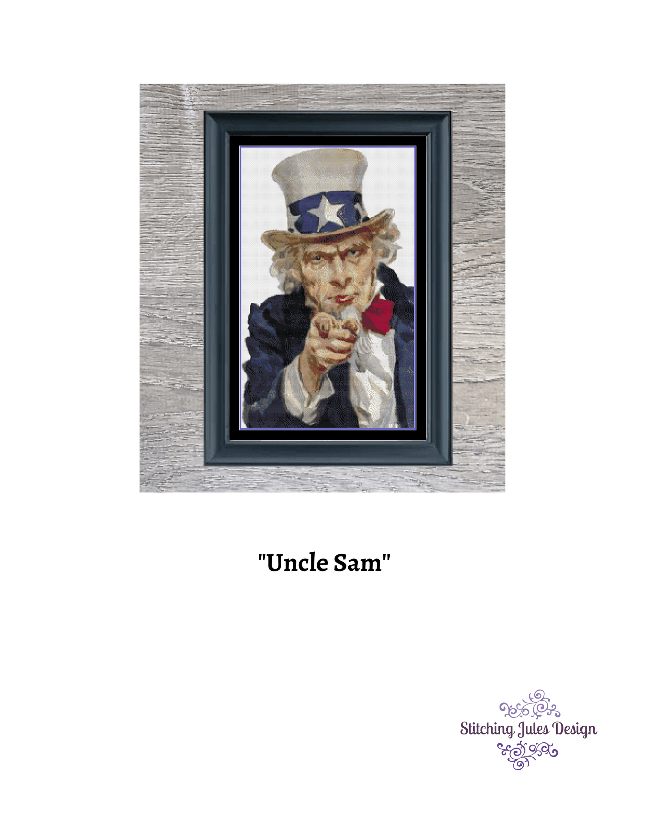 Uncle Sam Counted Cross Stitch Pattern | USA Patriotic Counted Cross S ...