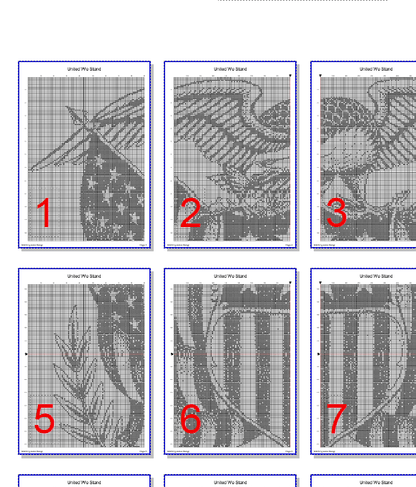 Stitching Jules Design Cross Stitch Pattern United We Stand America Patriotic Monochrome Cross Stitch Embroidery Needlepoint Pattern PDF Instant Download