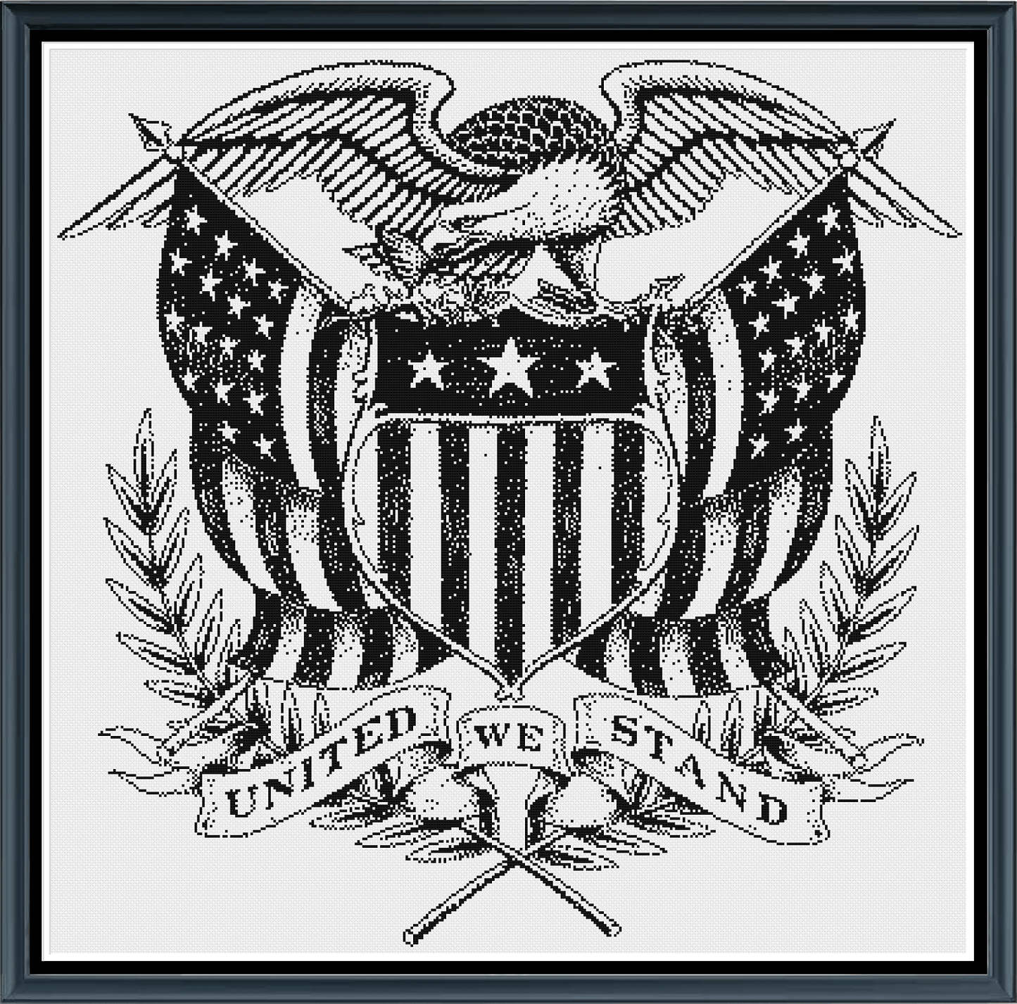 Stitching Jules Design Cross Stitch Pattern United We Stand America Patriotic Monochrome Cross Stitch Embroidery Needlepoint Pattern PDF Instant Download