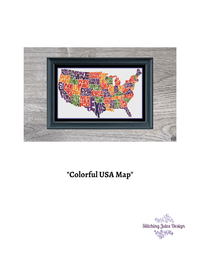 Thumbnail for Stitching Jules Design Cross Stitch Pattern USA Map Cross Stitch Pattern | United States Cross Stitch Pattern | Map Cross Stitch Pattern