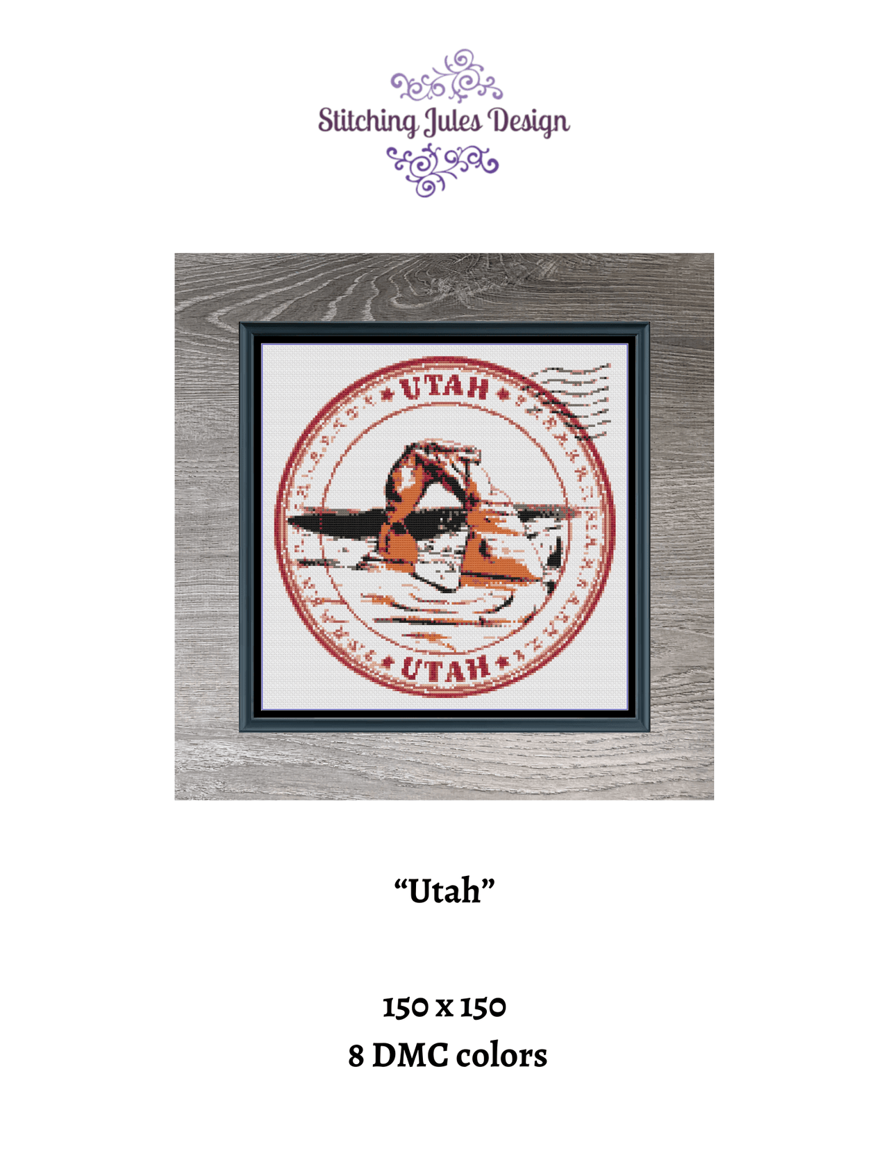 Stitching Jules Design Cross Stitch Pattern Utah Arches National Monument US State Counted Cross Stitch Pattern | Instant Download PDF