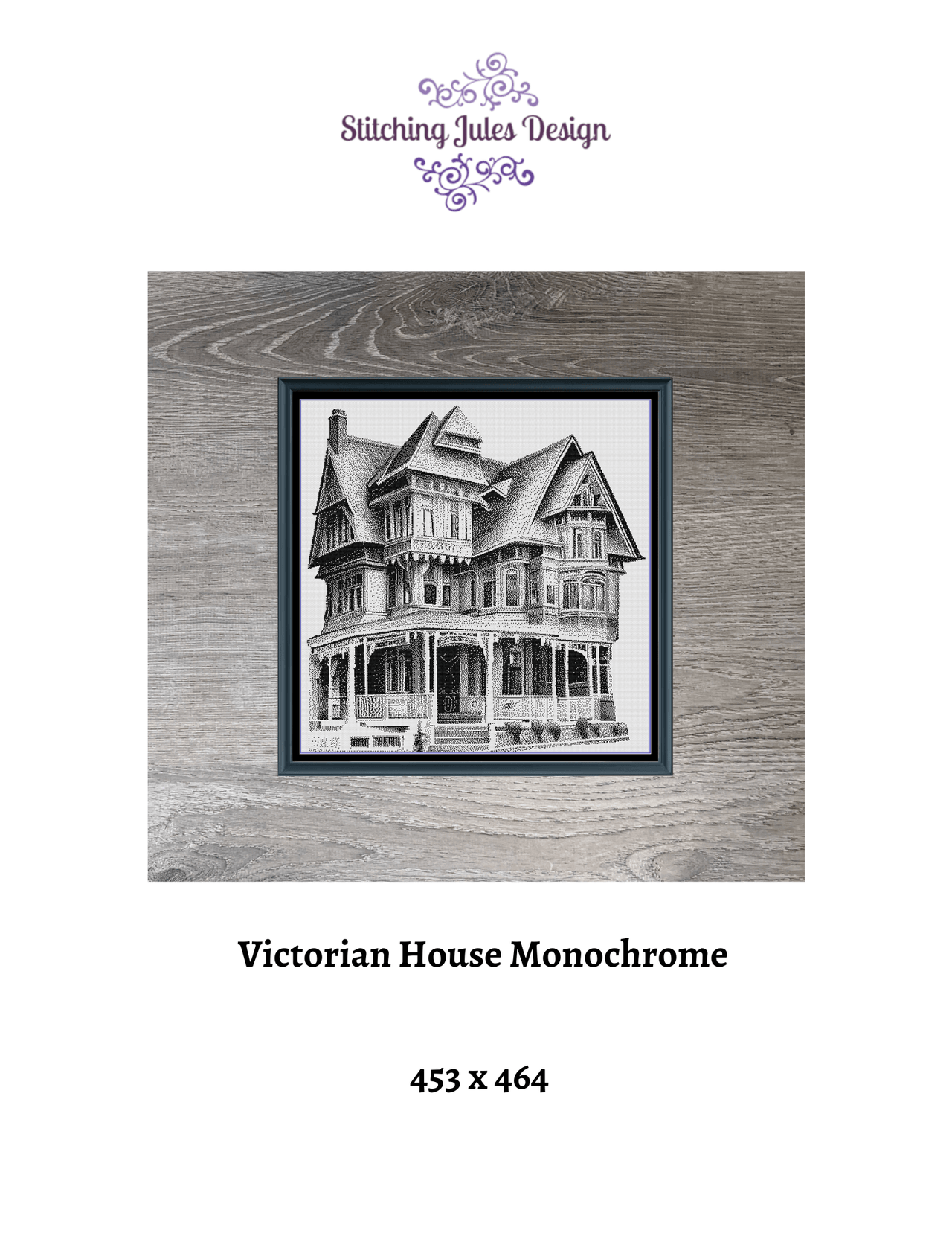 Stitching Jules Design Cross Stitch Pattern Victorian House Monochrome