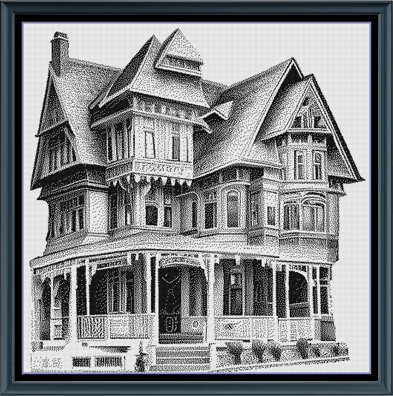 Stitching Jules Design Cross Stitch Pattern Victorian House Monochrome