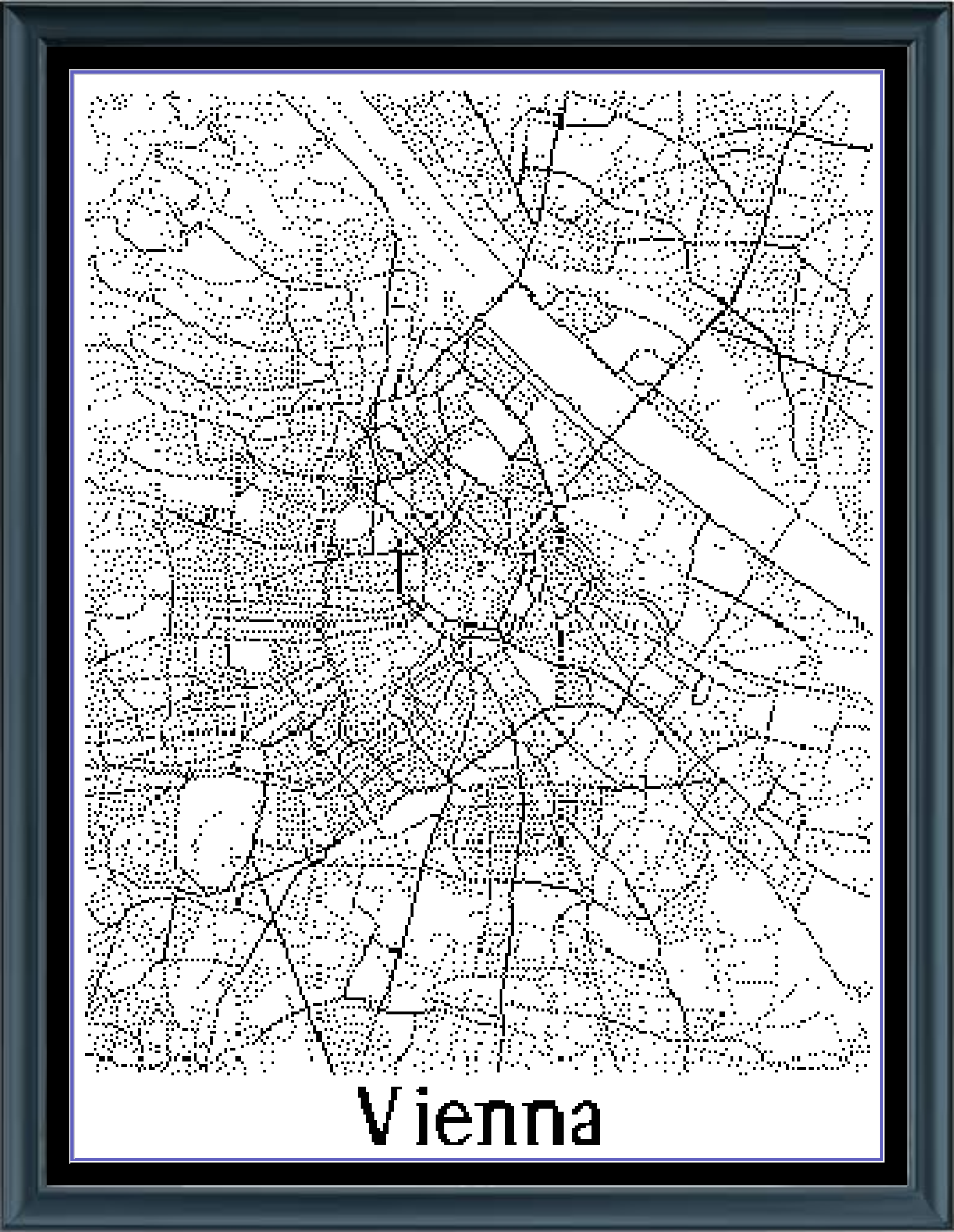 Stitching Jules Design Cross Stitch Pattern Vienna Austria City Street Map Monochrome Counted Cross Stitch Pattern Digital Download