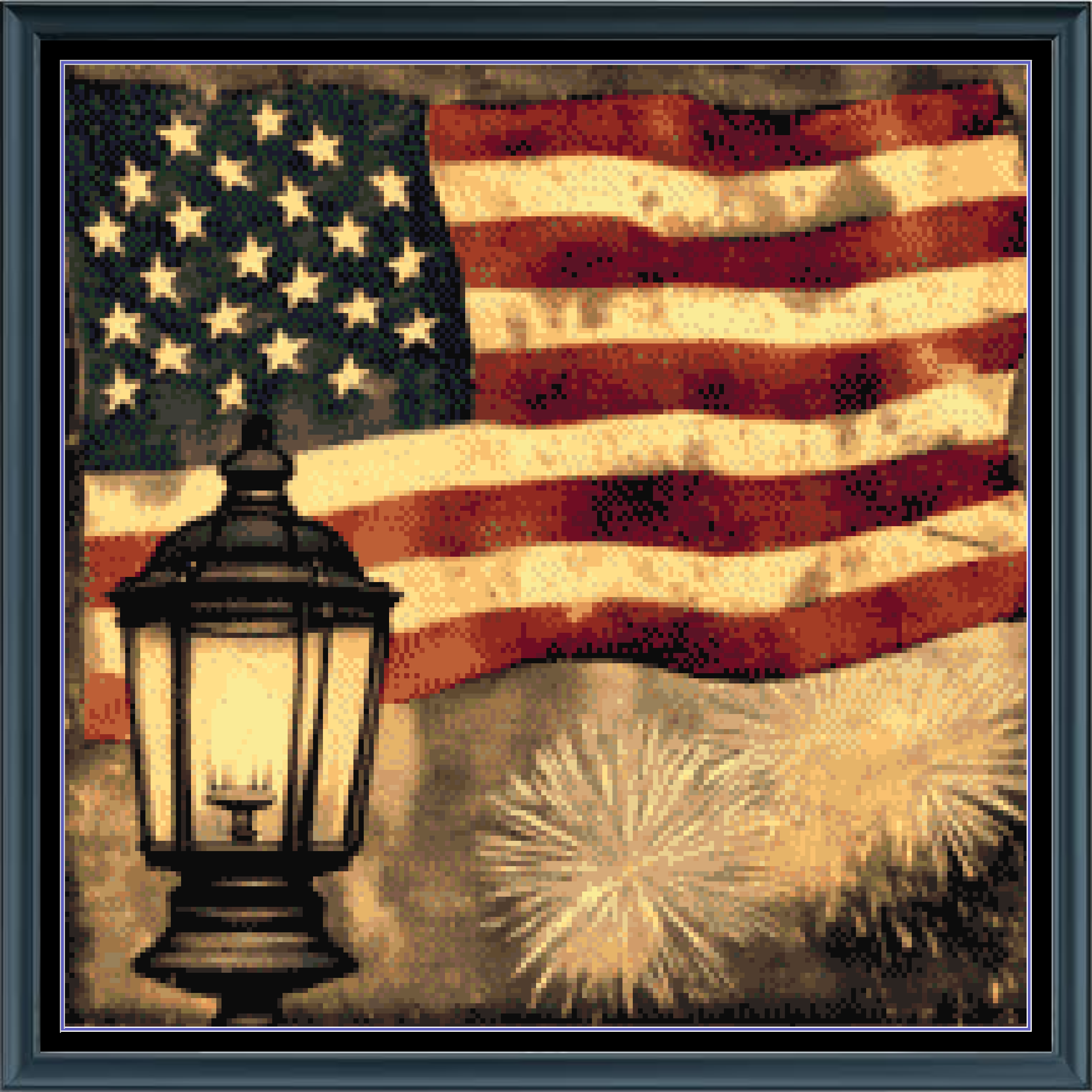 Stitching Jules Design Cross Stitch Pattern Vintage American Flag Patriotic Americana Full Coverage Counted Cross Stitch Pattern Digital Download