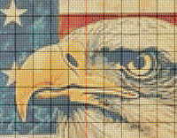 Thumbnail for Stitching Jules Design Cross Stitch Pattern Vintage Americana Patriotic American Flag Bald Eagle Full Coverage Counted Cross Stitch Pattern Digital Download