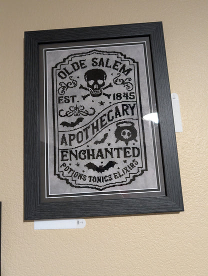 Stitching Jules Design Cross Stitch Pattern Vintage Apothecary Shop Sign Medium Monochrome Counted Cross-Stitch Pattern | Instant Download PDF