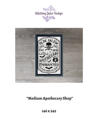 Thumbnail for Stitching Jules Design Cross Stitch Pattern Vintage Apothecary Shop Sign Medium Monochrome Counted Cross-Stitch Pattern | Instant Download PDF