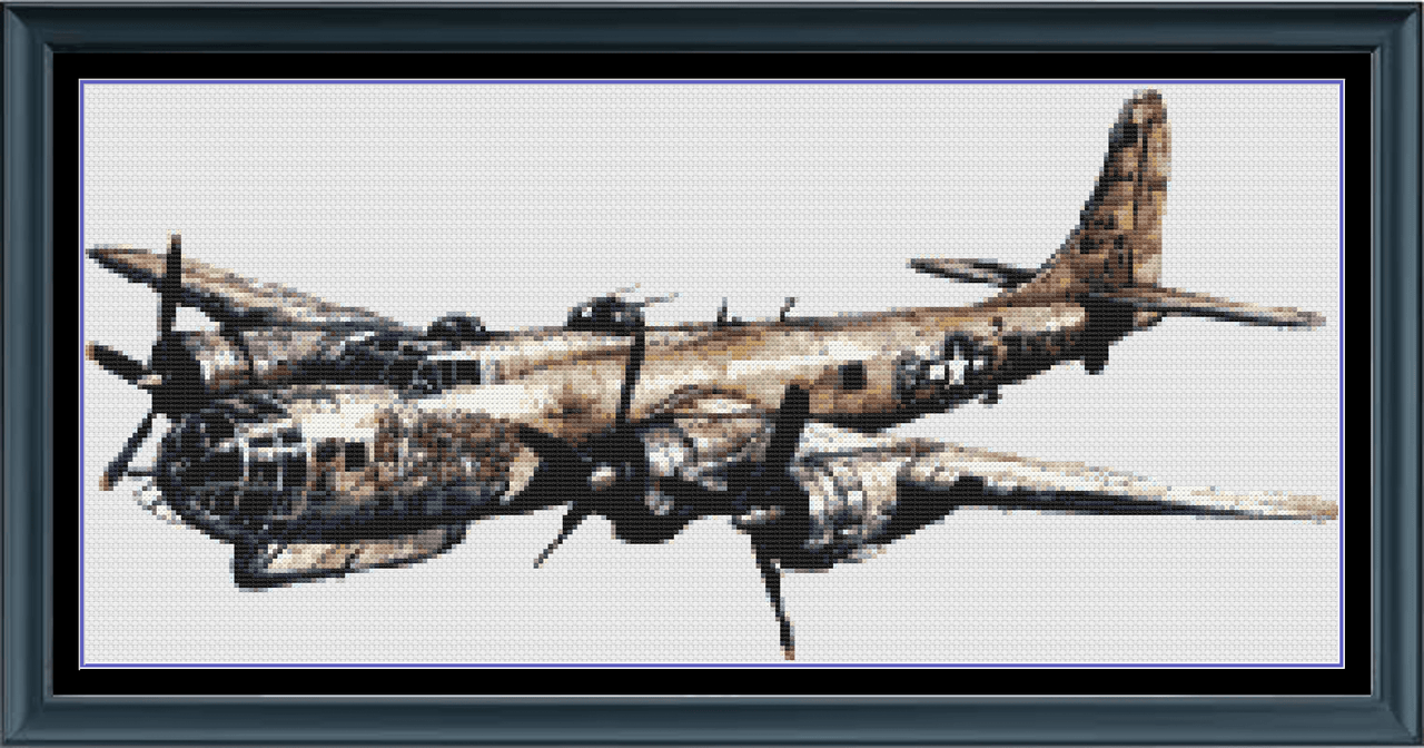 Stitching Jules Design Cross Stitch Pattern Vintage B-52 WW2 Airplane Counted Cross-Stitch Pattern | Instant Download PDF