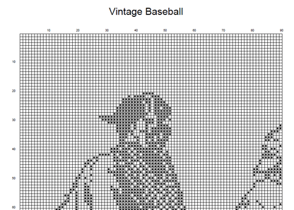 Stitching Jules Design Cross Stitch Pattern Vintage Baseball Sketch Cross Stitch Pattern | Blackwork | Instant PDF Download
