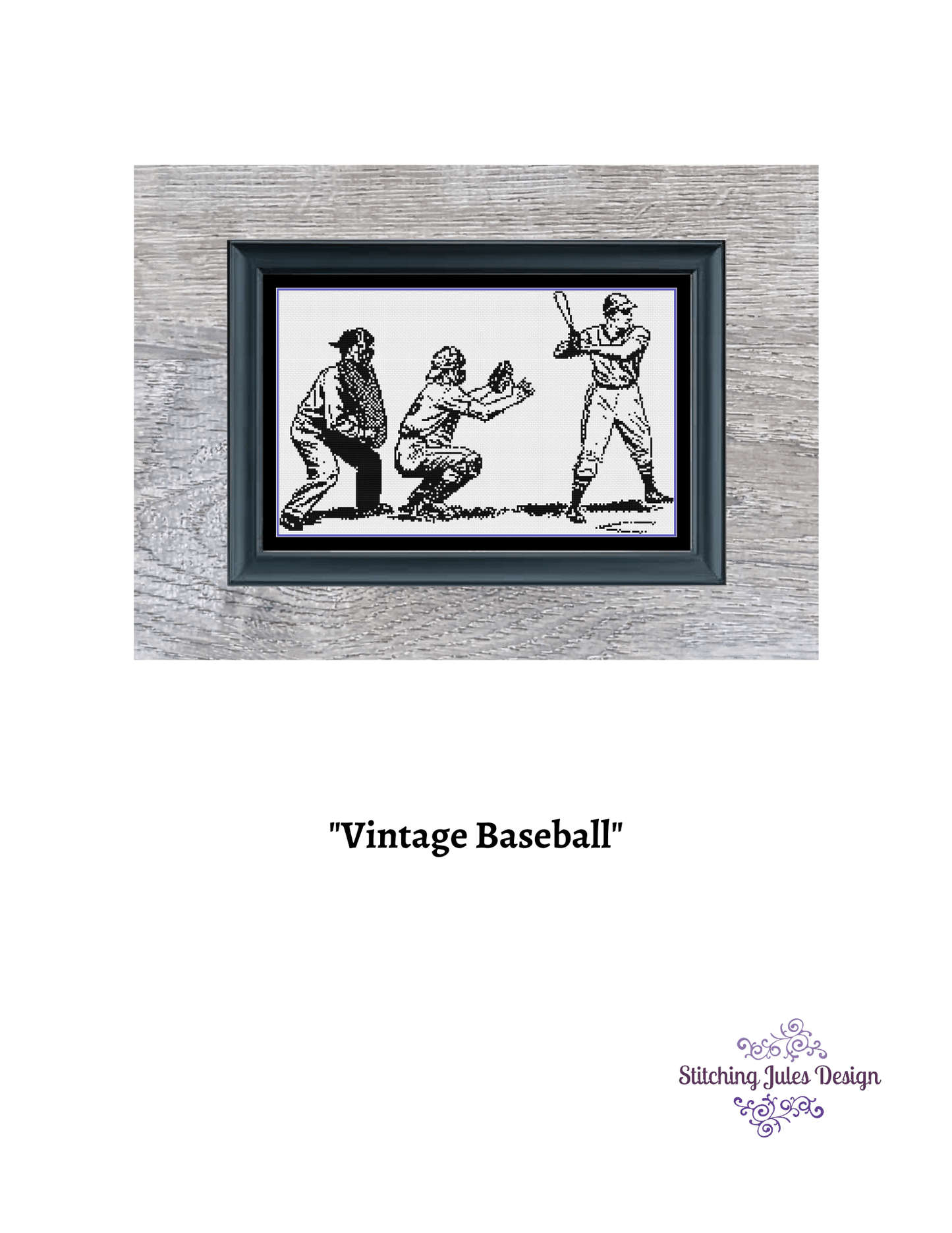 Stitching Jules Design Cross Stitch Pattern Vintage Baseball Sketch Cross Stitch Pattern | Blackwork | Instant PDF Download