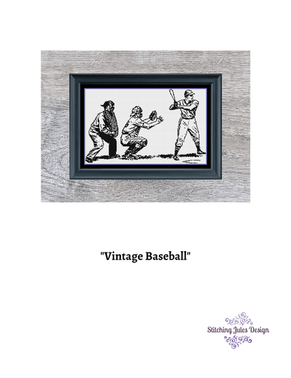 Stitching Jules Design Cross Stitch Pattern Vintage Baseball Sketch Cross Stitch Pattern | Blackwork | Instant PDF Download